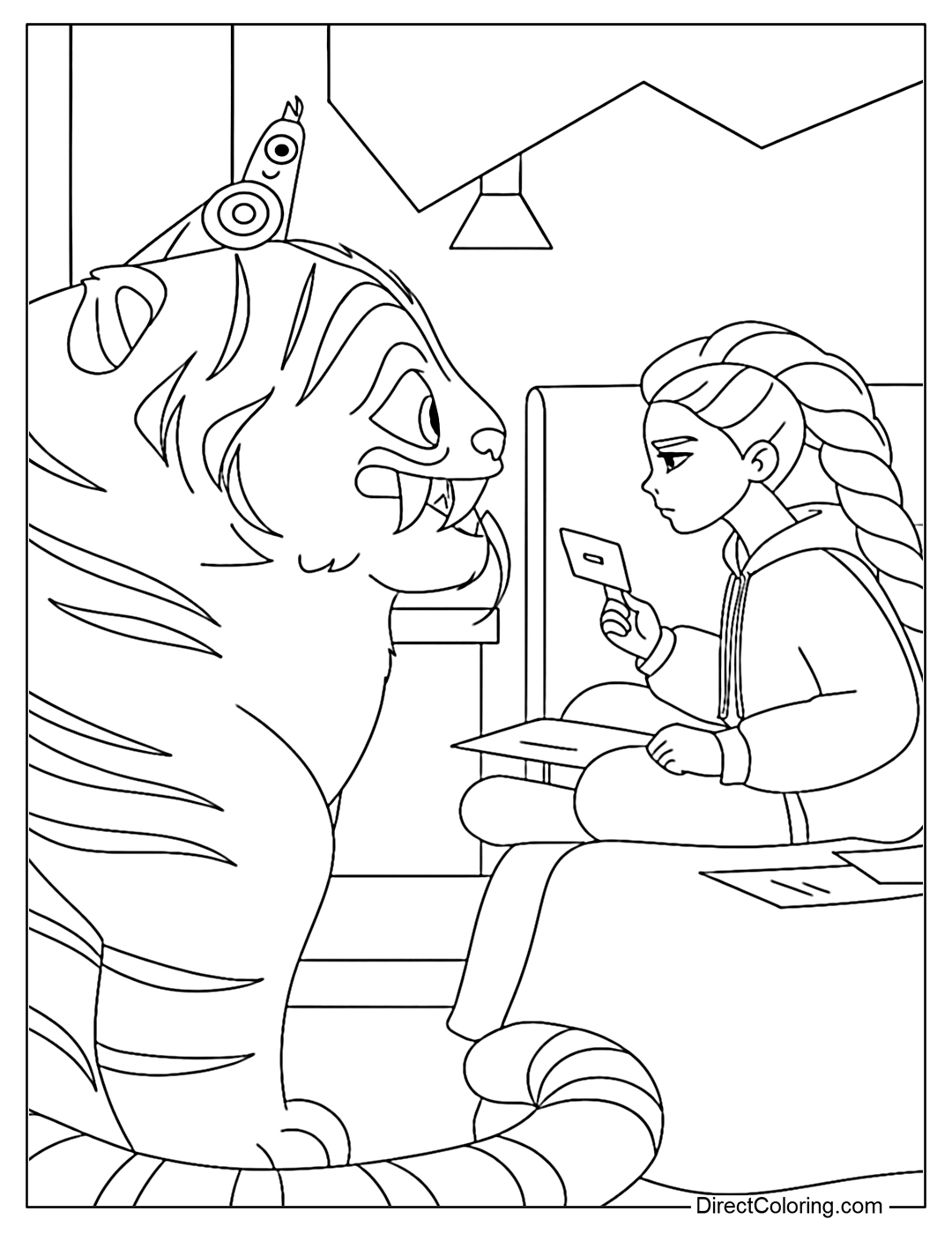 Rumi and Tiger Derpy Coloring Page 

KPop Demon Hunters